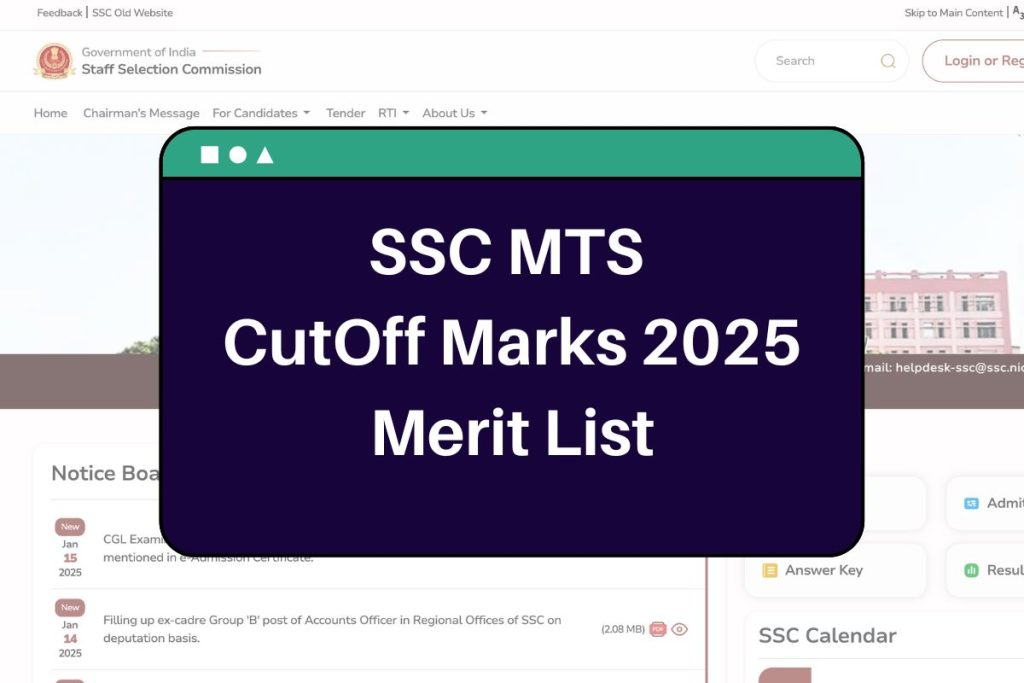 SSC MTS Cut Off 2025 - ssc.gov.in Tier 1 CutOff Marks & Merit List